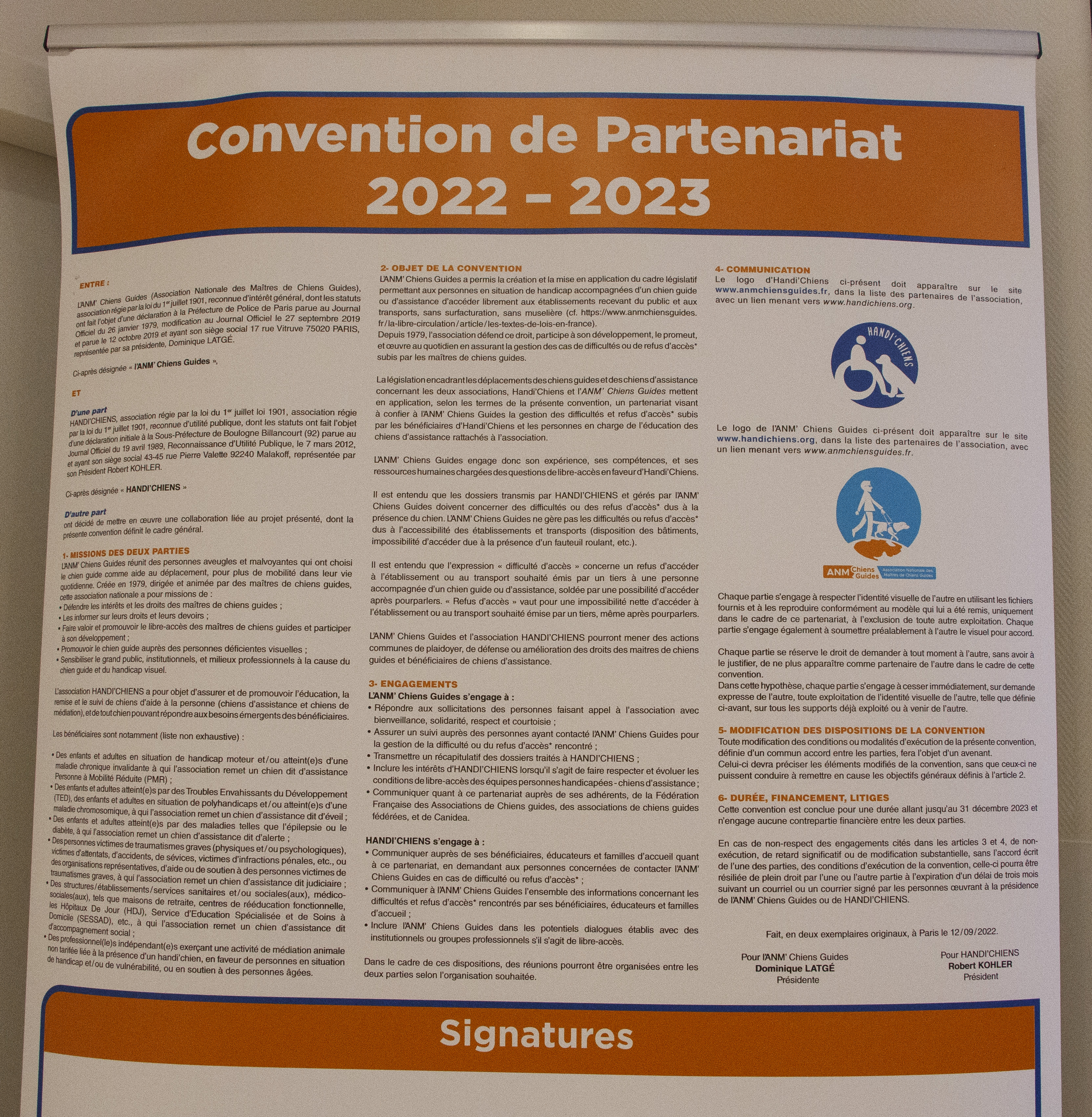 Signature convention HANDI'CHIENS - ANM Chiens Guides